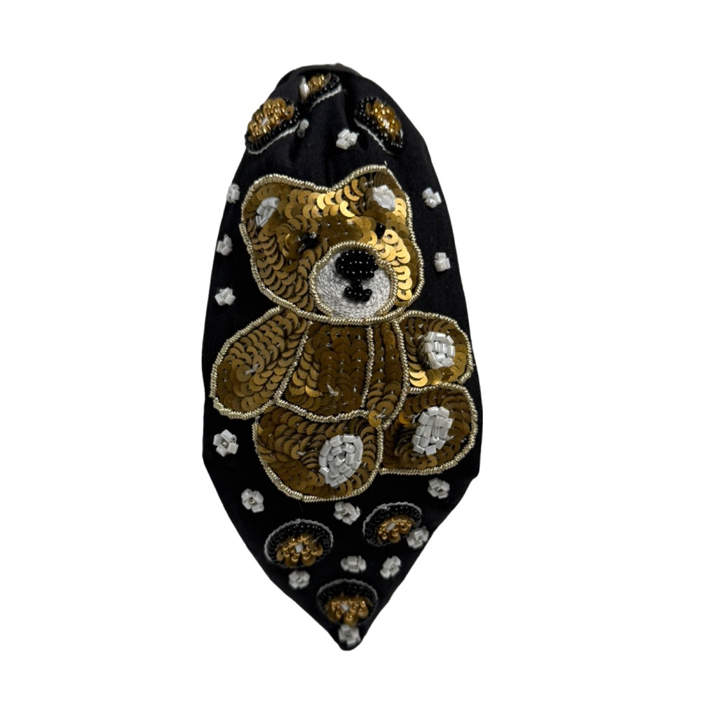 Black and Gold Embellished Bear Hair Accessory Headband